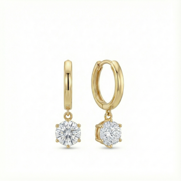 Round solitaire huggie hoops