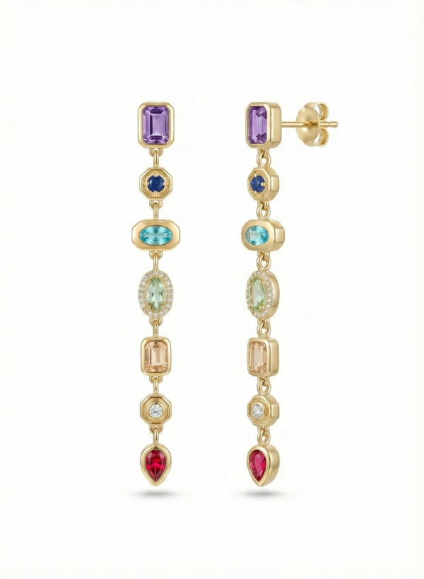 Gemstone drop statement earrings