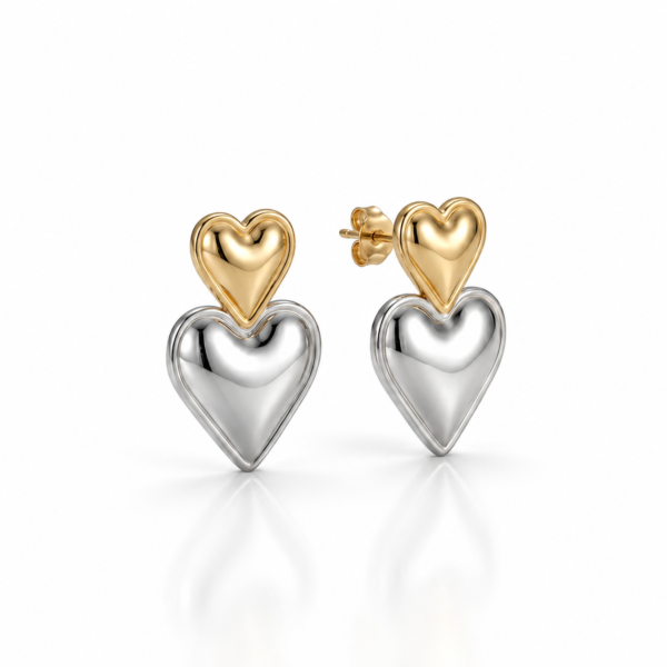mix metal heart earrings