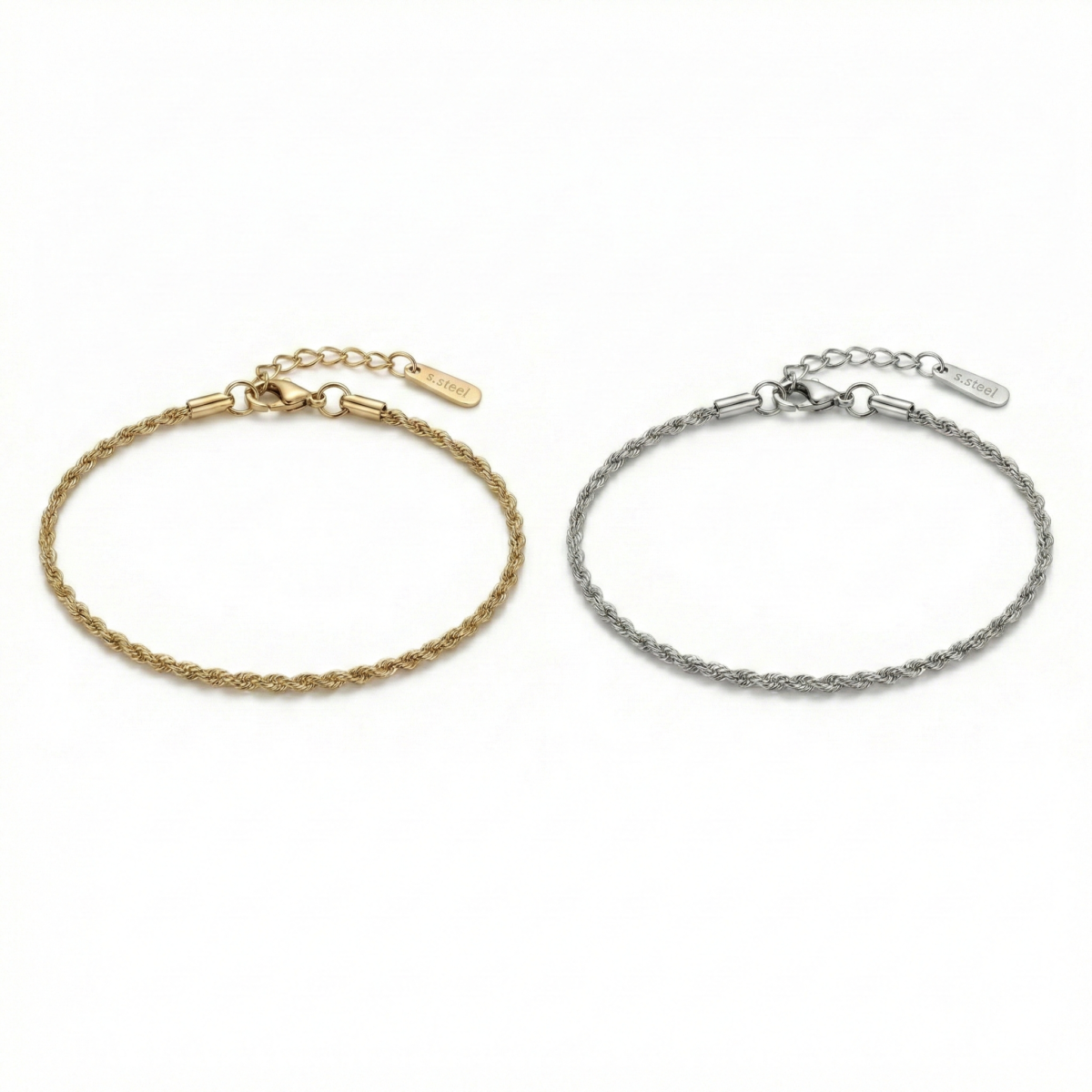 2mm rope chain bracelet pair 2mm rope chain bracelet pair